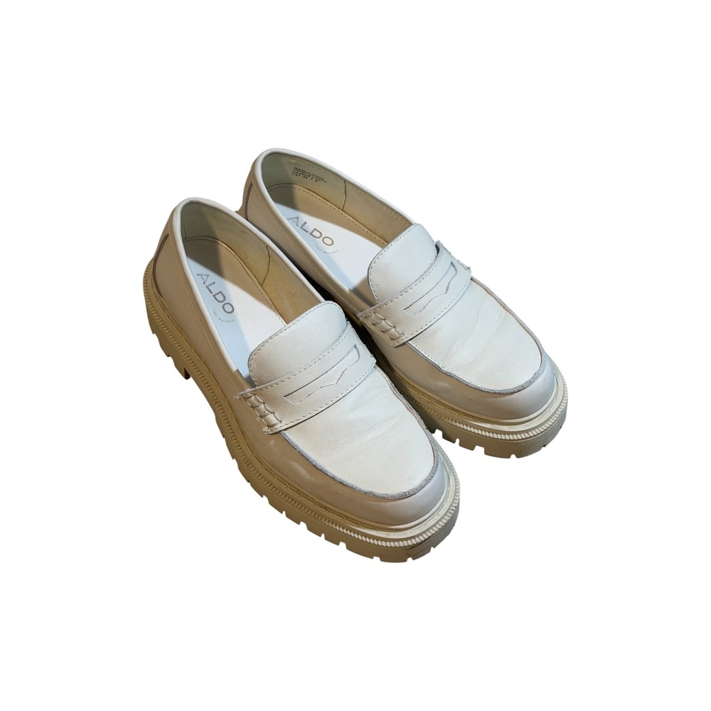 Aldo Loafers Ivory White 7.5 Womens Platform Lug Sole Lightweight Casual